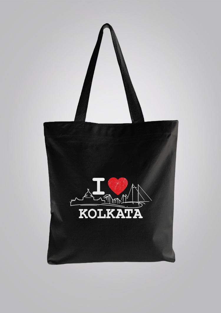 I Love Kolkata Black Tote Bag