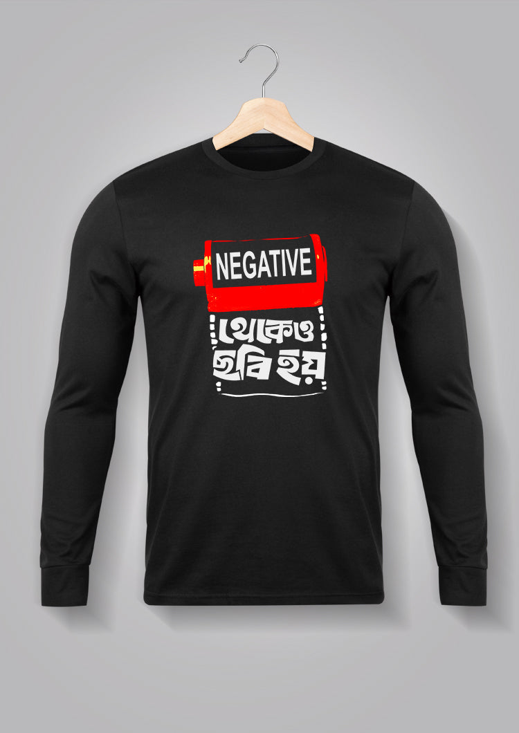 Negative Thekeo Chhobi Hoy Full Sleeve T-Shirt