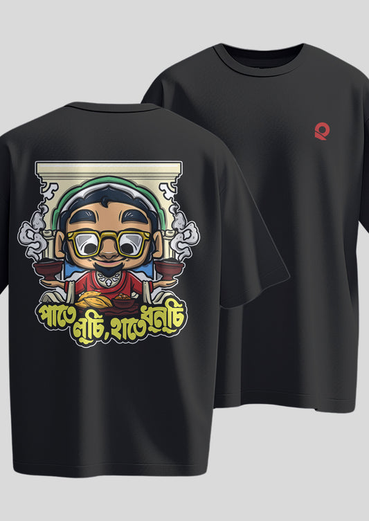 Paate Luchi Haate Dhunuchi Oversized T-shirts