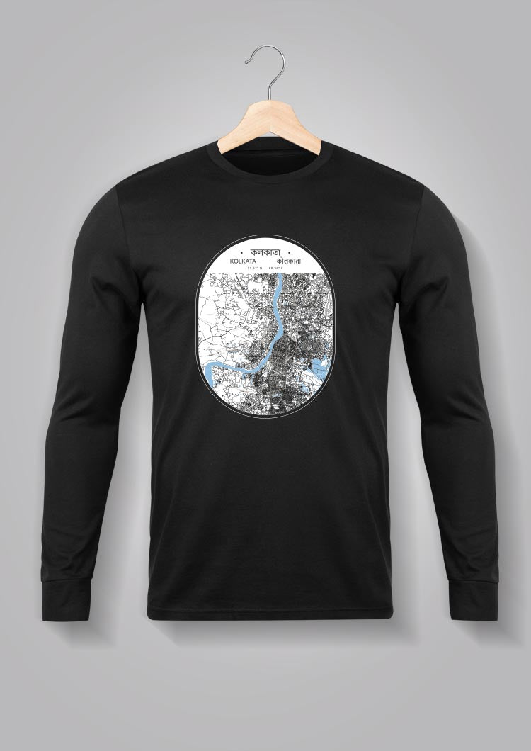 Kolkata Map Full Sleeve T-shirts