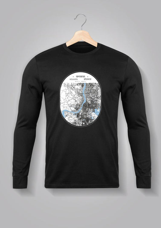 Kolkata Map Full Sleeve T-shirts