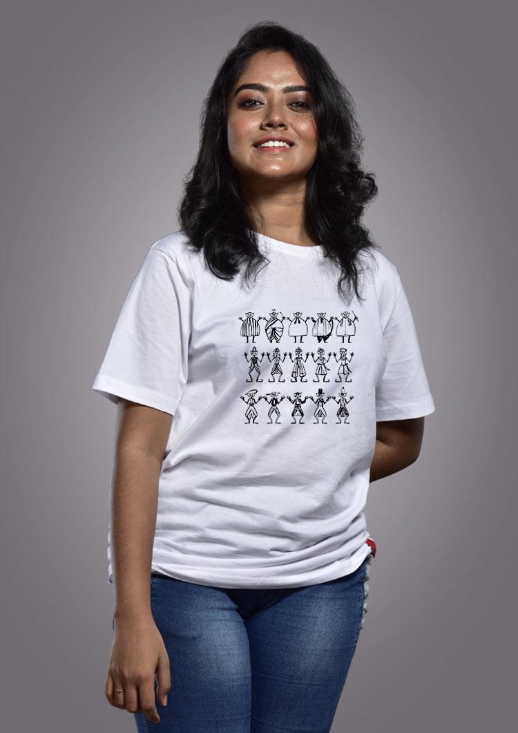 Bhooter Naach White - Bengali Graphic Printed T-Shirts